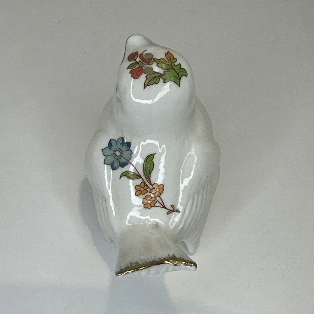 Bone China Bird Salt & Pepper Shakers Floral Gold Tip Vintage